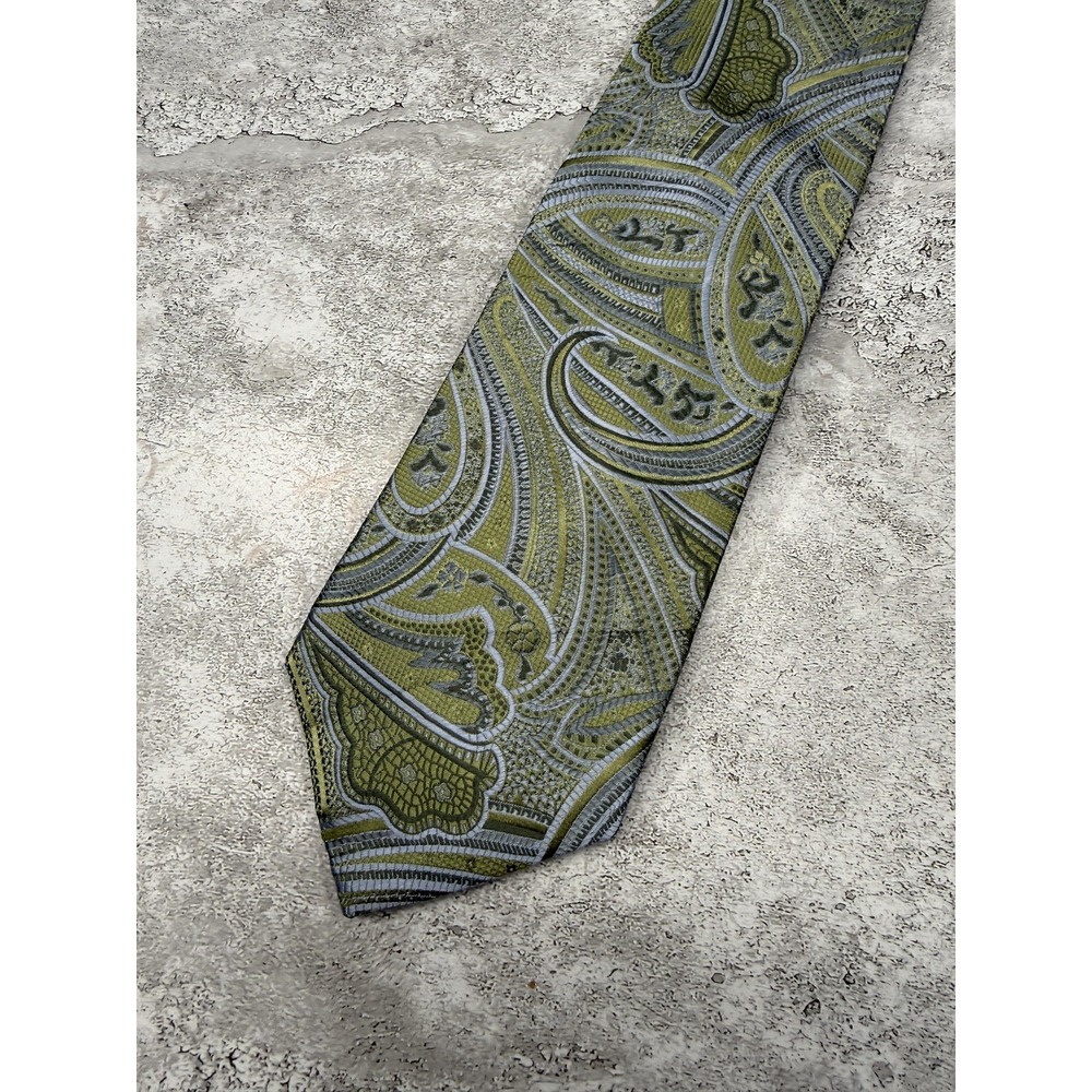 Tasso Elba Silk‎ Tie Mens One Size Green Paisley Pointed Made In China Necktie